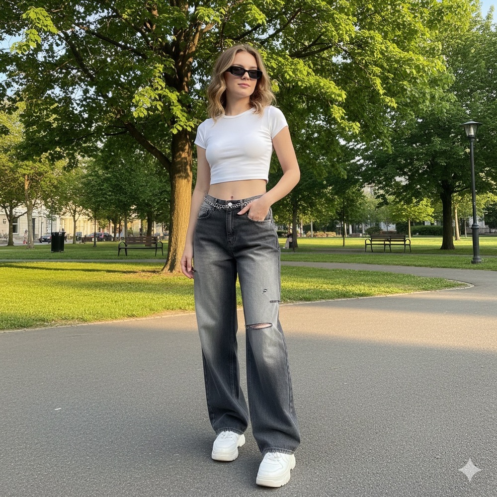 Flax Black Wide Leg Women's Jeans
